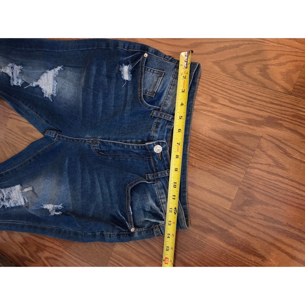 Womens Flared Jeans Distressed‎ Ripped Blue Denim Bell Bottoms Size Medium - Picture 2 of 7
